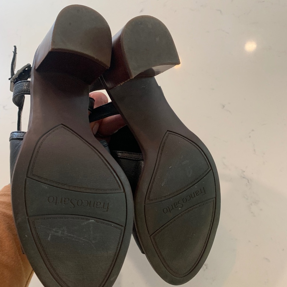 Franco Sarto Harlet Black Leather Slingback Block Heel Sandals Size 7 - Picture 4 of 4